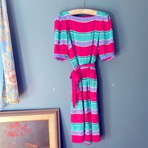 Fabulous 80s Liz Claiborne Puff Sleeve Dress